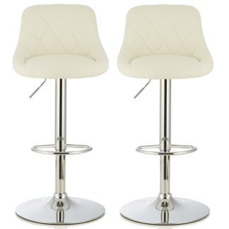 An Image of Trezzo Modern Bar Stool In White Faux Leather In A Pair
