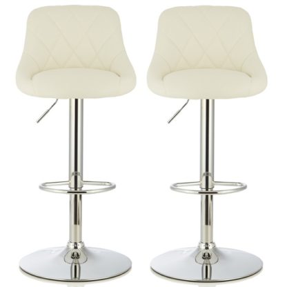 An Image of Trezzo Modern Bar Stool In White Faux Leather In A Pair