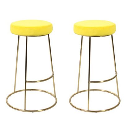 An Image of Opera Yellow Finish Bar Stool In Pair