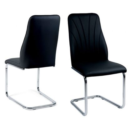 An Image of Irma Dining Chairs In Black Faux Leather In A Pair