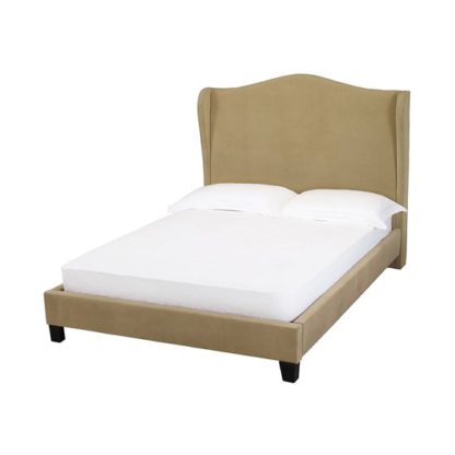 An Image of Chateaux Wing Double Fabric Bed In Beige