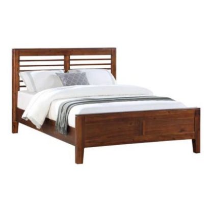 An Image of Trimble Wooden Double Size Bed In Rich Acacia Finish
