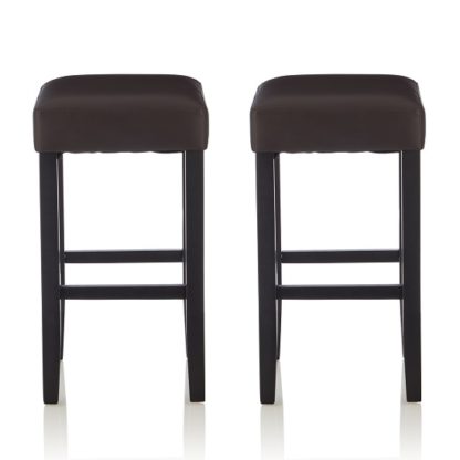 An Image of Newark Bar Stools In Brown PU And Black Legs In A Pair