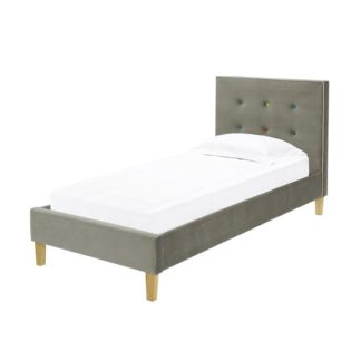 An Image of Camden Single Fabric Bed In Grey