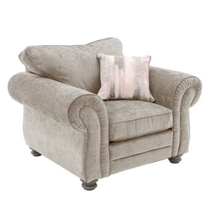 An Image of Esprit Fabric Sofa Chair In Mink With Wooden Legs