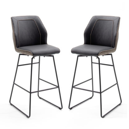 An Image of Aberdeen Brown PU Leather Bar Stool In Pair