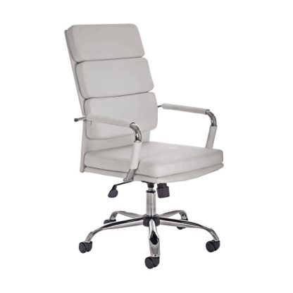 An Image of Gleeson Bonded Leather Executive Chair In White With Wheels