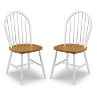 An Image of Beecher Wooden Dining Chair In White And Oak In A Pair