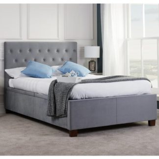 An Image of Cologne Ottoman Fabric King Size Bed In Grey