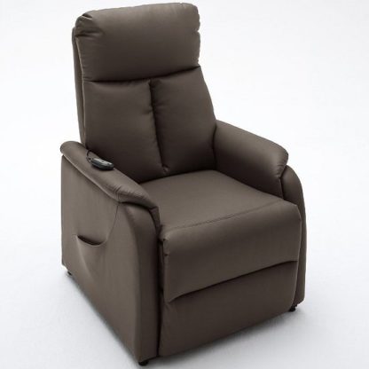 f55e9db33029dce3e0cecec716ccc95f0ce9f70124cca99d6ca6b5b53e751a3f.jpg An Image of Ofelia Relaxing Chair In Brown Faux Leather With Rise Function