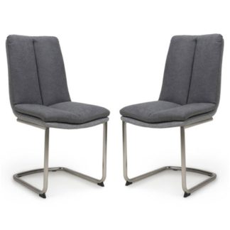 An Image of Triton Dark Grey Linen Effect Dining Chair In A Pair