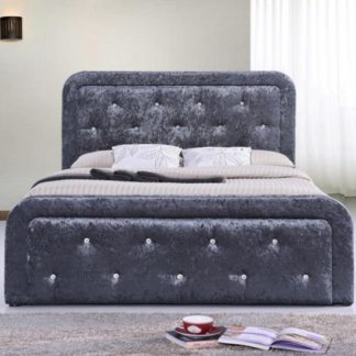 An Image of Ravello Fabric Storage Double Bed In Dark Grey Crushed Velvet