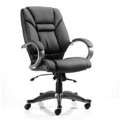 An Image of Galloway Leather Executive Office Chair In Black With Arms