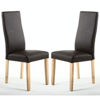 An Image of Bexley Brown Matt Leather Wave Back Dining Chair In A Pair