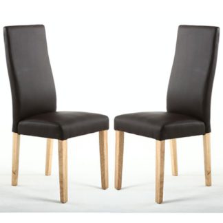 An Image of Bexley Brown Matt Leather Wave Back Dining Chair In A Pair