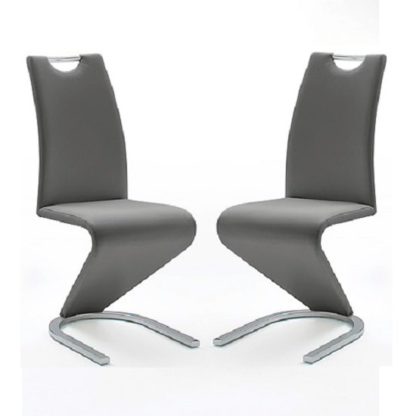 An Image of Amado Z Grey Faux Leather Dining Chair In A Pair