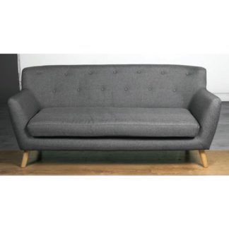 An Image of Lyrae Fabric 3 Seater Sofa In Dark Grey