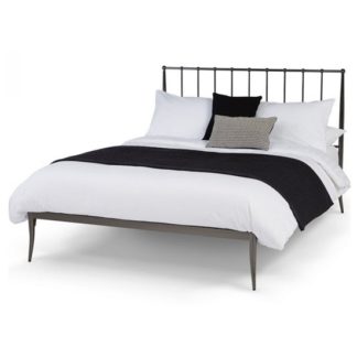 An Image of Saturn Precious Metal Super King Size Bed In Black Nickel