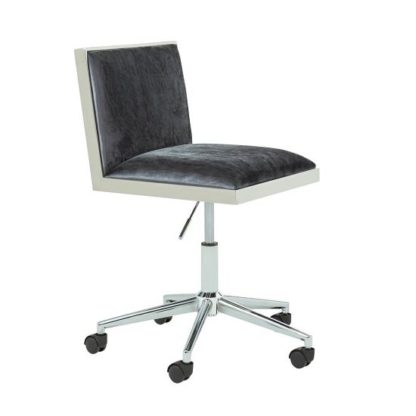 An Image of Apex Office Chair In Charcoal Velvet With Stainless Steel Frame