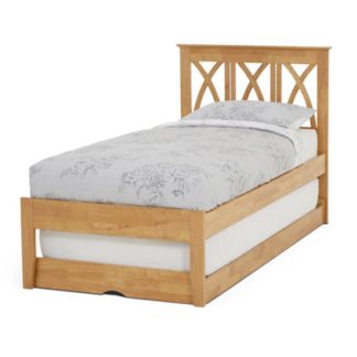 An Image of Autumn Hevea Wooden Single Bed And Guest Bed In Honey Oak