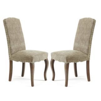 An Image of Madeline Dining Chair In Bark Fabric And Walnut Legs in A Pair