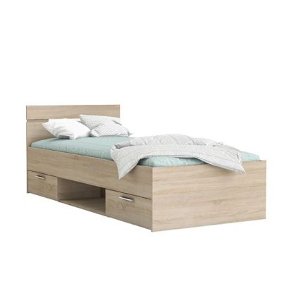 An Image of Astro Storage Single Bed In Brushed Oak With 2 Drawers