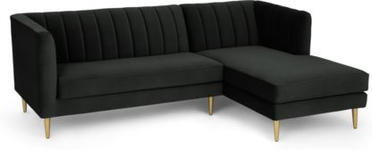 An Image of Amicie Right Hand Facing Chaise End Corner Sofa, Dark Anthracite Velvet