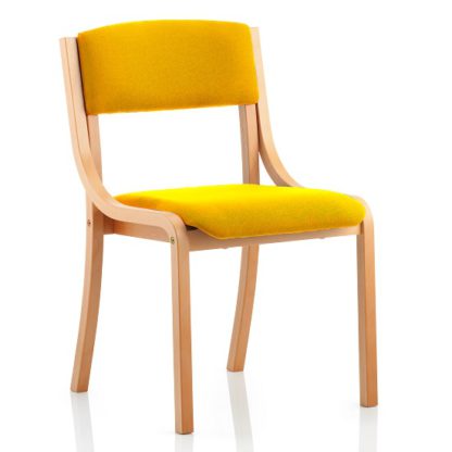 An Image of Charles Office Chair In Yellow And Wooden Frame