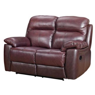 An Image of Aston Leather 2 Seater Fixed Sofa In Chestnut