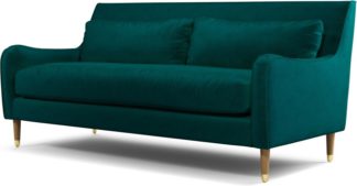 An Image of Content by Terence Conran Oksana 3 Seater Sofa, Plush Mallard Velvet with Light Wood Brass Leg