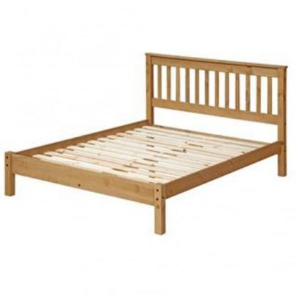 An Image of Corina Double Size Slatted Lowend Bed In Antique Wax Finish