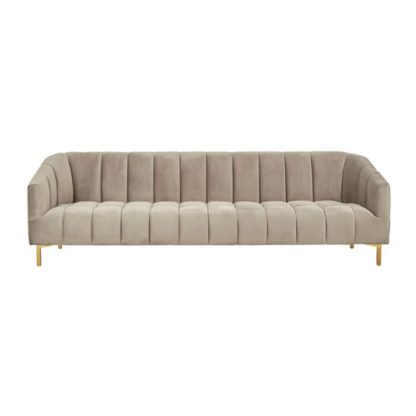 An Image of Balles Velvet 3 Seater Sofa In Grey