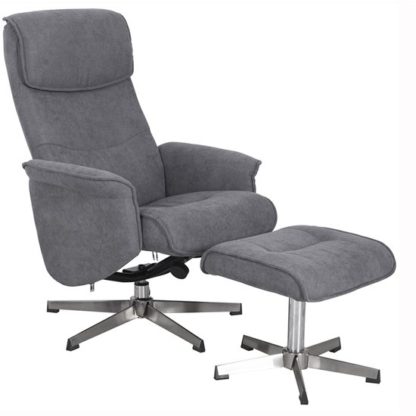 An Image of Rayna Recliner Chair With Footstool In Grey