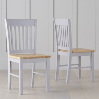 An Image of Botein Oak And Grey Dining Chairs In Pair