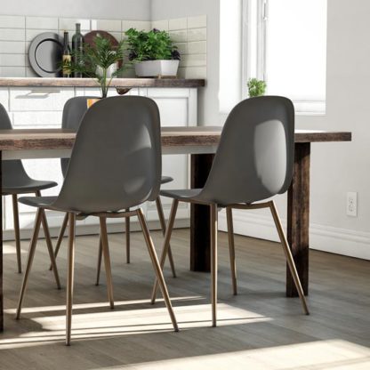 An Image of Copley Grey Plastic Dining Chairs In Pair