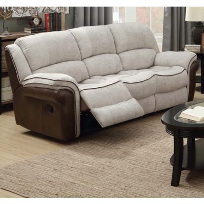 An Image of Lerna Fusion Fabric 3 Seater Sofa In Mink