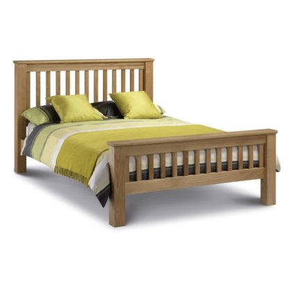An Image of Amsterdam Wooden High Foot End Double Bed In Oak