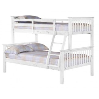 An Image of Porto Triple Wooden Bunk Bed In White