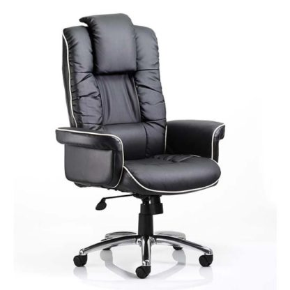 An Image of Chelsea Leather Executive Office Chair In Black With Arms