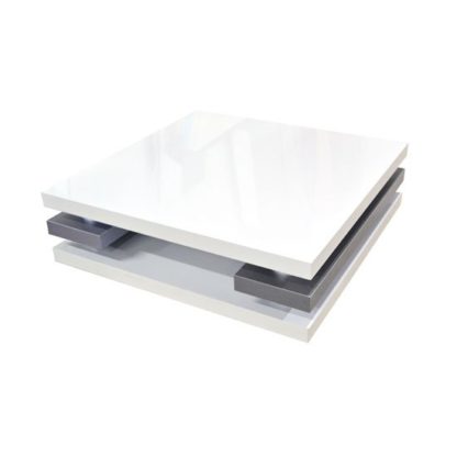 An Image of Crossana Coffee Table In White Gloss With Chrome Intermediaries