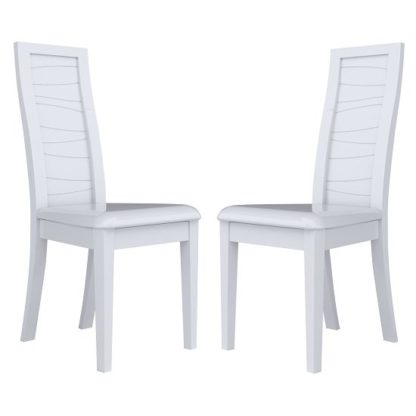 An Image of Zaire Dining Chair In White With White PU Seat In A Pair