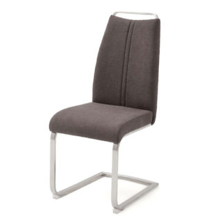 An Image of Giulia Fabric Cantilever Dining Chair In Brown