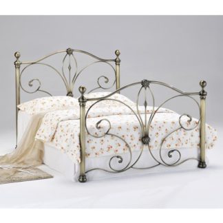 An Image of Diane Metal King Size Bed In Antique Brass