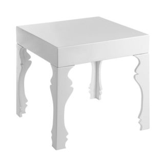 An Image of Louis Side Table Square In White High Gloss With 1 Drawer