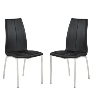 An Image of Opal Dining Chair In Black Faux Leather In A Pair