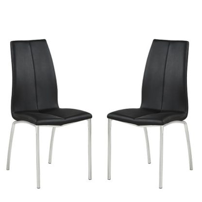 fa628ee3460c60f01139ae09eeed2f8f7ced9b8c5ce73771a53379e934afe249.jpg An Image of Opal Dining Chair In Black Faux Leather In A Pair