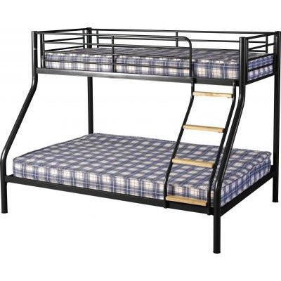 An Image of Toby Triple Sleeper Metal Bunk Bed in Black