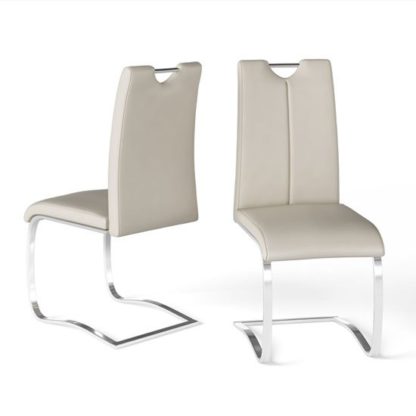 An Image of Gabi Cream Faux Leather Dining Chair In A Pair