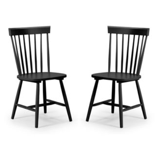 An Image of Torino Black Lacquer Dining Chairs In Pair