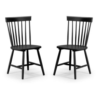 An Image of Torino Black Lacquer Dining Chairs In Pair
